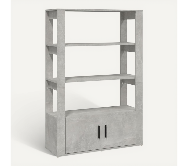 Buffet Gris Béton 80x30x119,5 Cm Bois Contreplaqué