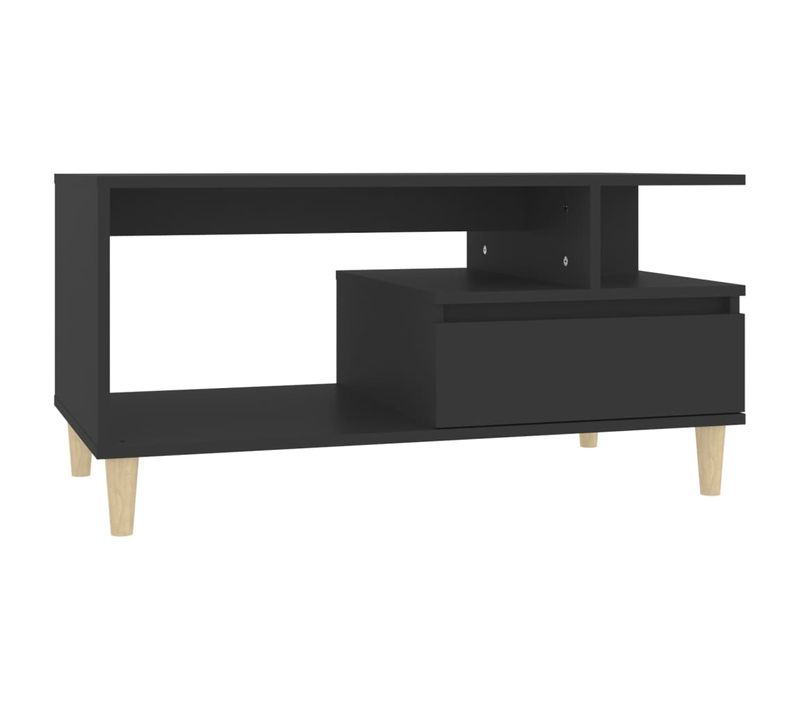 Table Basse Noir 90x49x45 Cm Bois Contreplaqué