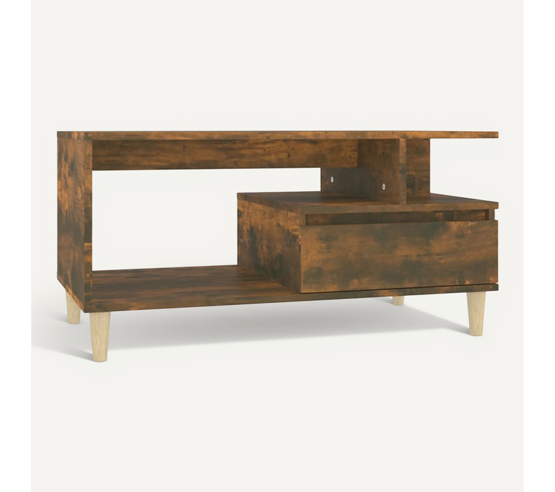 Table Basse Chêne Fumé 90x49x45 Cm Bois Contreplaqué
