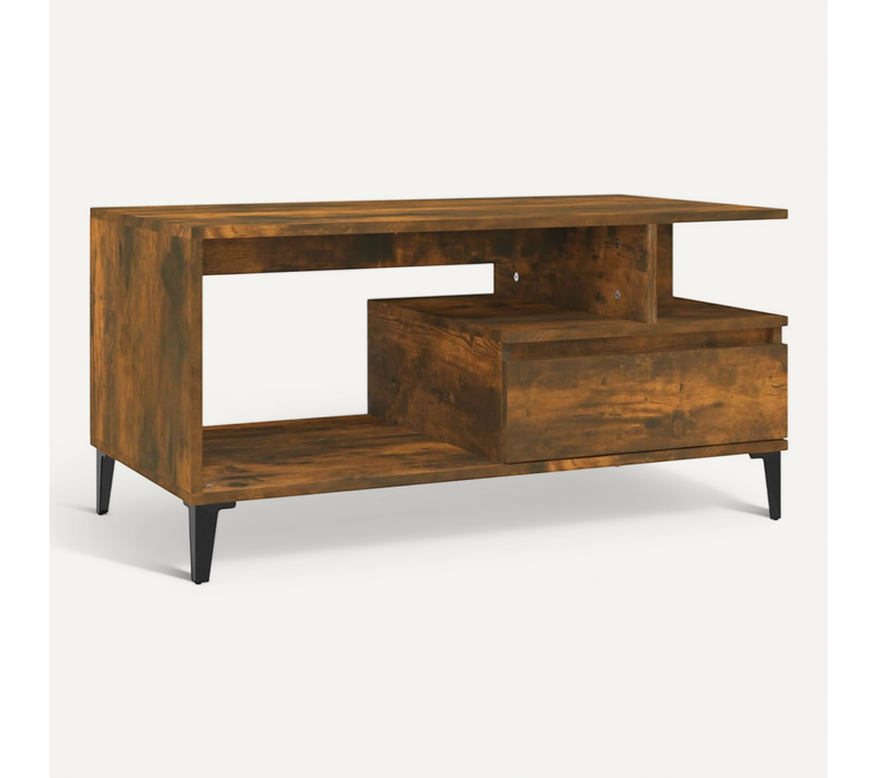 Table Basse Chêne Fumé 90x49x45 Cm Bois Contreplaqué