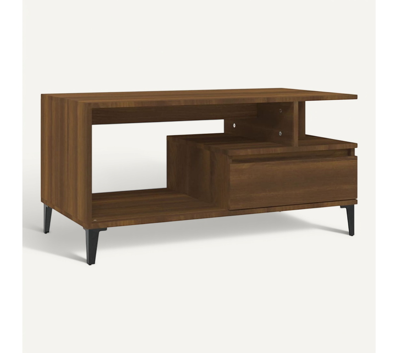 Table Basse Chêne Marron 90x49x45 Cm Bois Contreplaqué