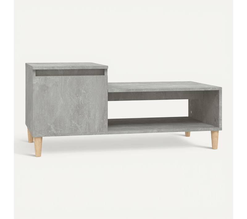 Table Basse Gris Béton 100x50x45 Cm Bois Contreplaqué