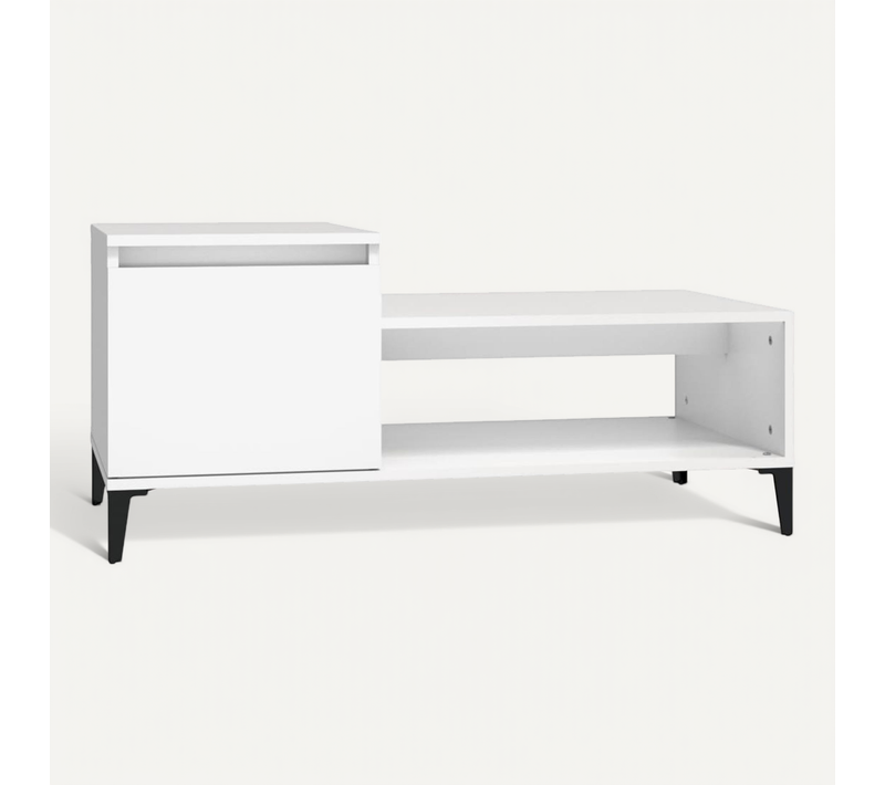 Table Basse Blanc 100x50x45 Cm Bois Contreplaqué
