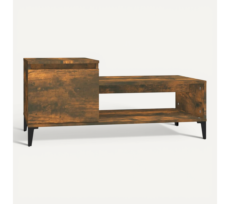 Table Basse Chêne Fumé 100x50x45 Cm Bois Contreplaqué