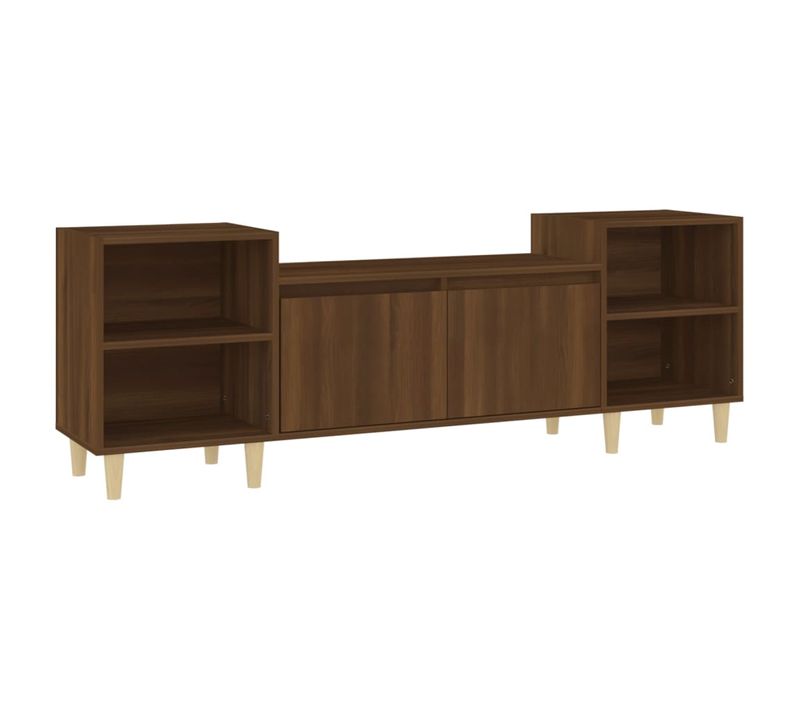 Meuble TV Chêne Marron 160x35x55 Cm Bois Contreplaqué
