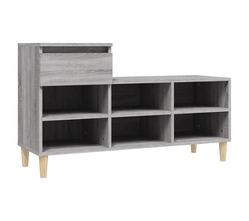Armoire à Chaussures Sonoma Gris 102x36x60 Cm Bois Contreplaqué