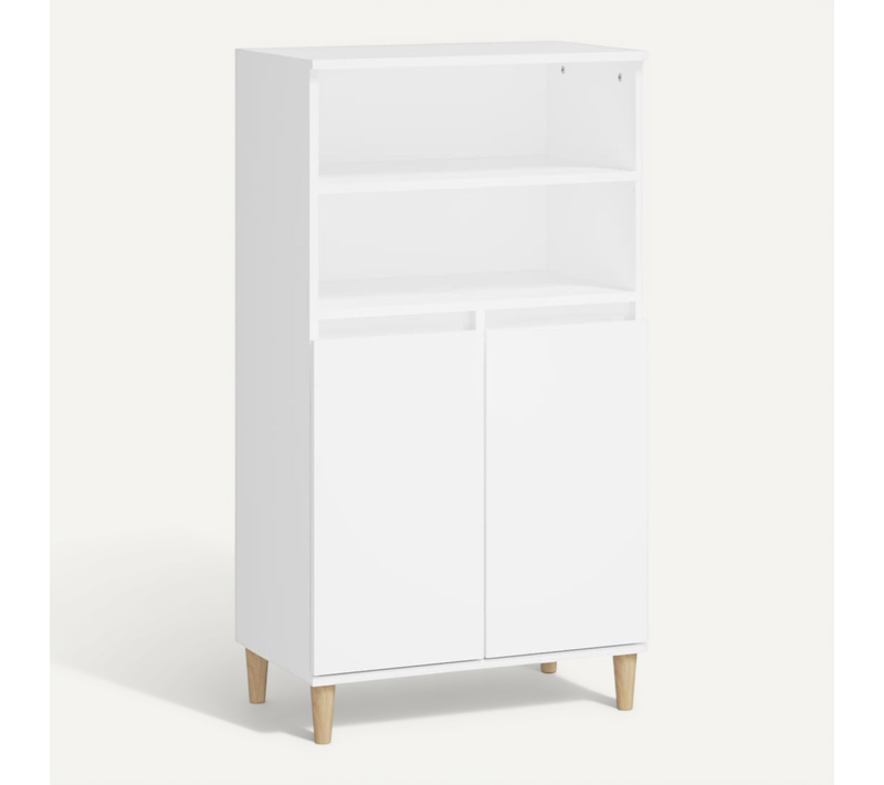 Buffet Haut Blanc 60x36x110 Cm Bois Contreplaqué