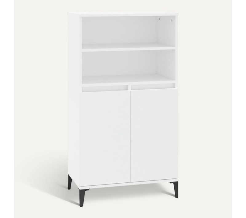 Buffet Haut Blanc 60x36x110 Cm Bois Contreplaqué