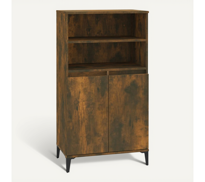 Buffet Haut Chêne Fumé 60x36x110 Cm Bois Contreplaqué