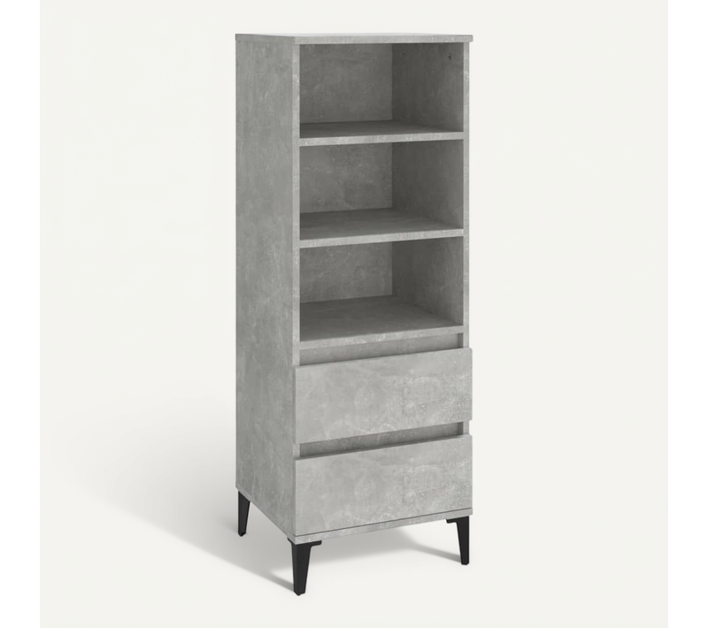 Buffet Haut Gris Béton 40x36x110 Cm Bois Contreplaqué