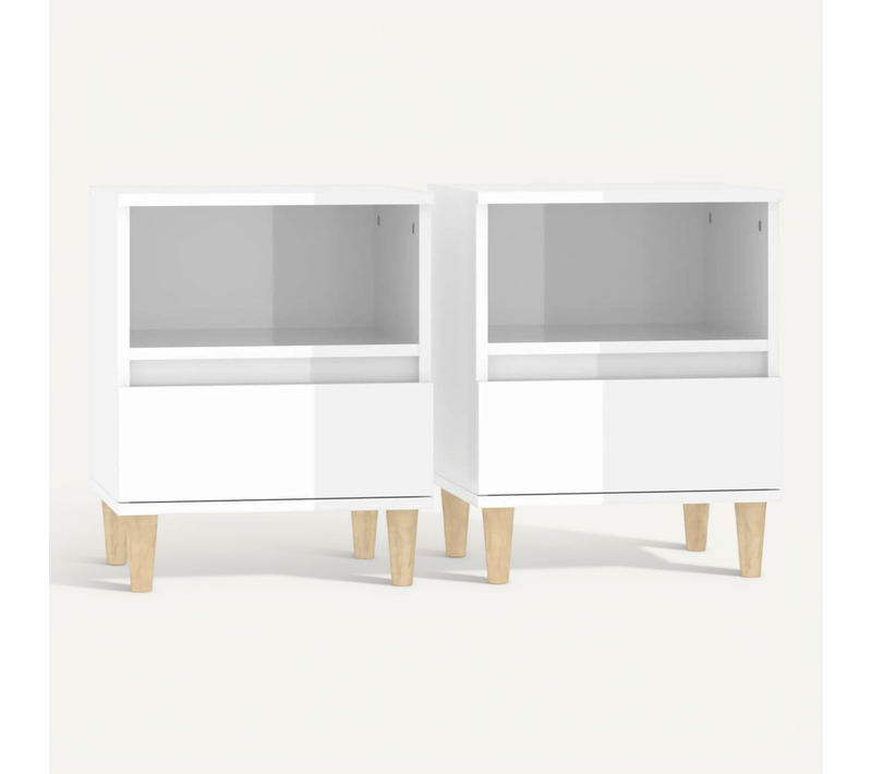 Tables De Chevet 2 Pièces Blanc Brillant 40x35x50 Cm