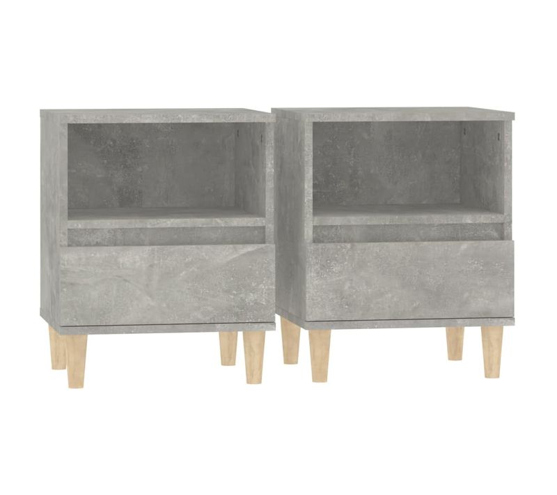 Tables De Chevet 2 Pièces Gris Béton 40x35x50 Cm