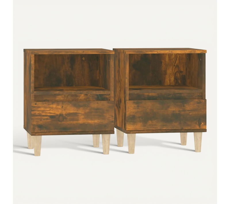 Tables De Chevet 2 Pièces Chêne Fumé 40x35x50 Cm