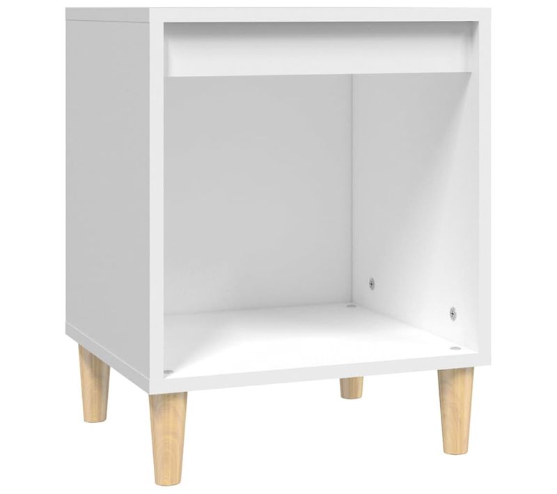 Table De Chevet Blanc 40x35x50 Cm Bois Contreplaqué