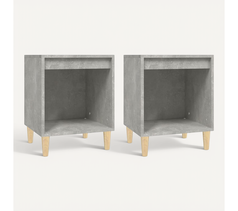 Tables De Chevet 2 Pièces Gris Béton 40x35x50 Cm