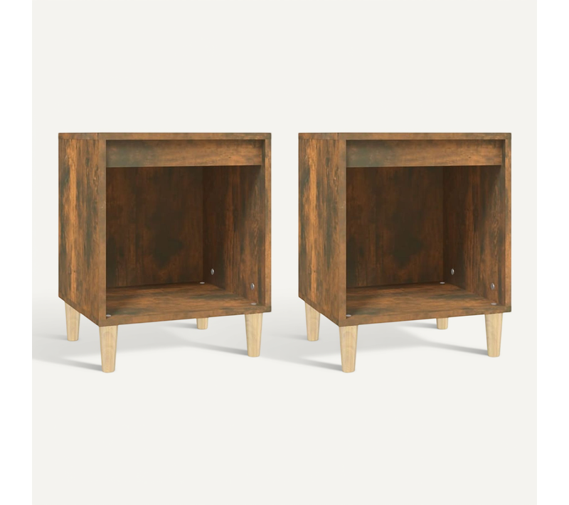 Tables De Chevet 2 Pièces Chêne Fumé 40x35x50 Cm