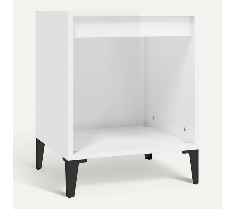 Table De Chevet Blanc Brillant 40x35x50 Cm
