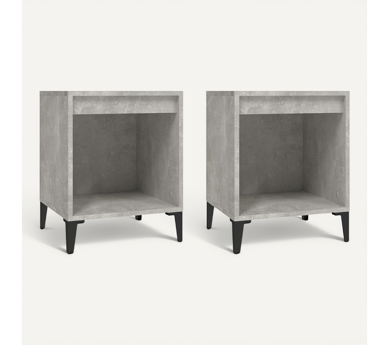 Tables De Chevet 2 Pièces Gris Béton 40x35x50 Cm