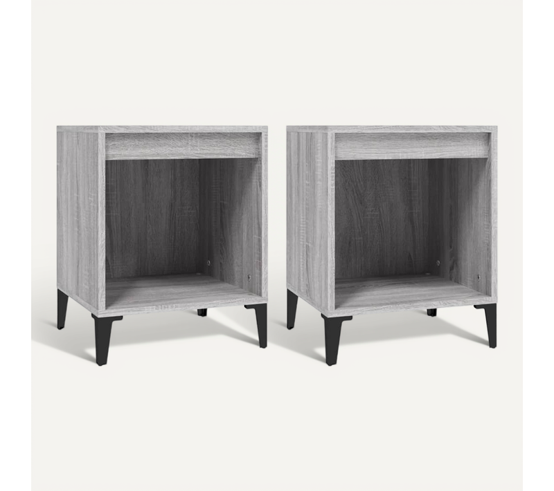 Tables De Chevet 2 Pièces Sonoma Gris 40x35x50 Cm