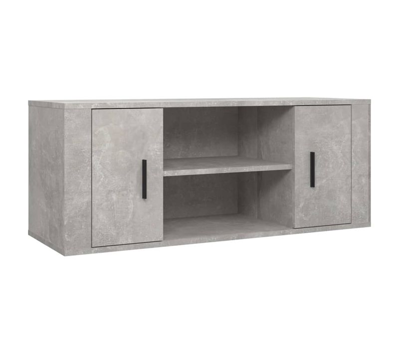 Meuble TV Gris Béton 100x35x40 Cm Bois Contreplaqué