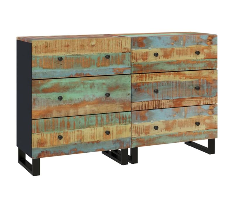 Buffets 2 Pièces 60x33x75 Cm Bois Massif De Récupération