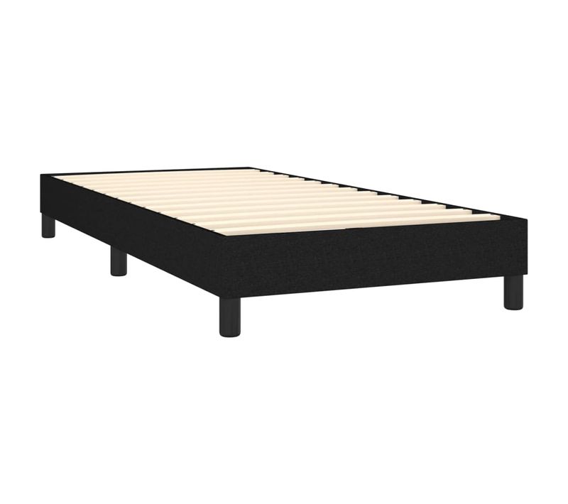 Cadre De Lit Avec Base à Lattes Pieds Solides Tissu Noir 90x200 Cm