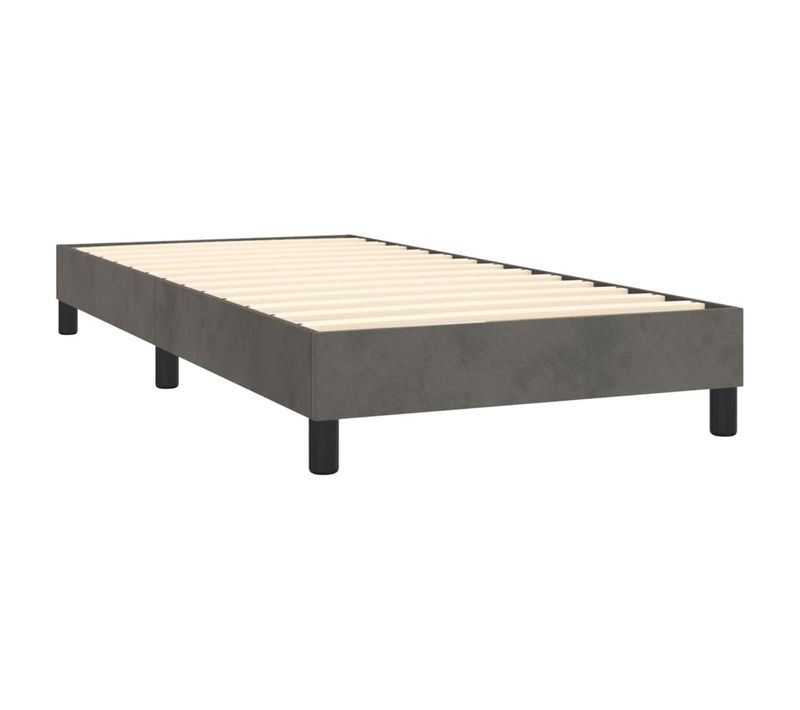 Cadre A Lattes 90x190 Cm En Velours - Gris Foncé