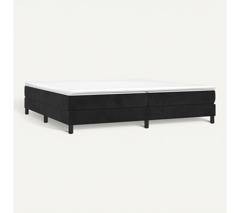 Cadre Lit Coffre Velours Noir 200x200 Cm Bois Contreplaqué