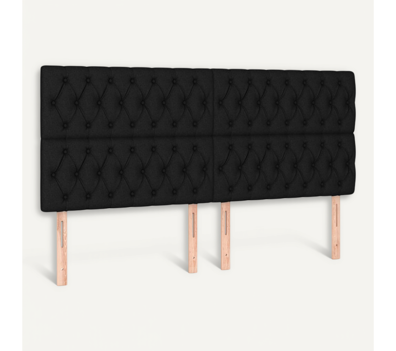 Tête De Lit Noir 200x7x118/128 Cm Tissu