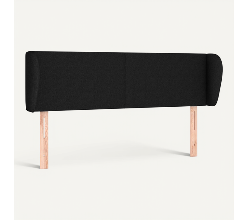 Tête De Lit Avec Oreilles Noir 147x23x78/88 Cm Tissu