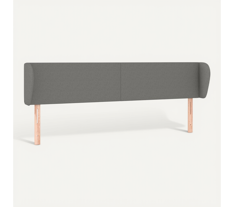 Tête De Lit Avec Oreilles Gris Foncé 163x23x78/88 Cm Tissu
