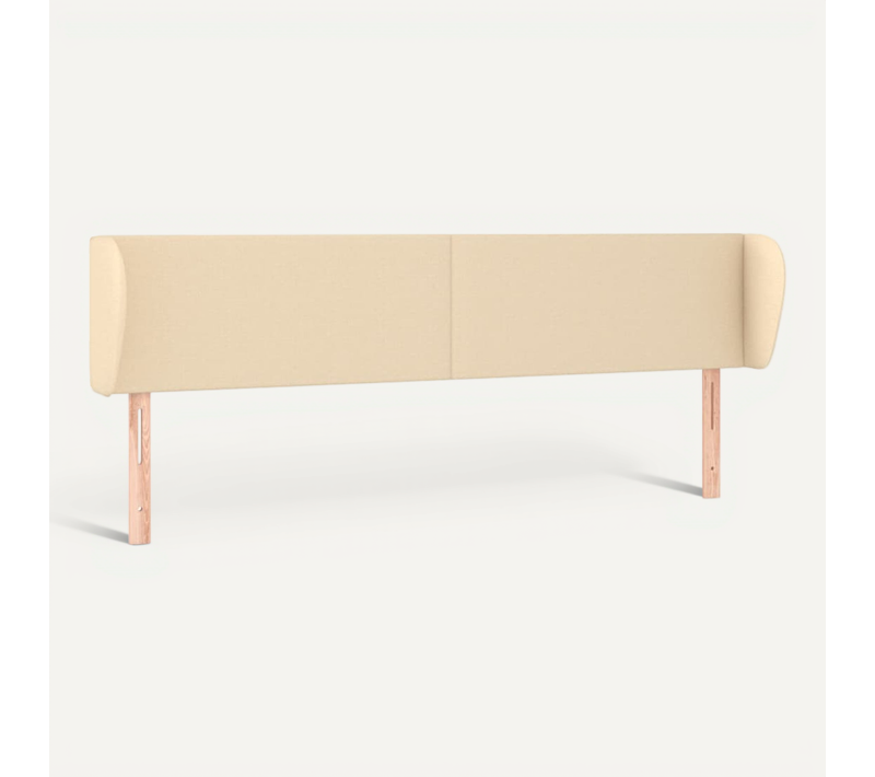 Tête De Lit Avec Oreilles Crème 163x23x78/88 Cm Tissu