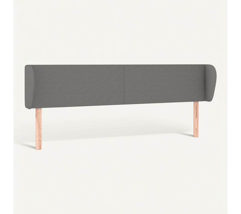 Tête De Lit Avec Oreilles Gris Foncé 183x23x78/88 Cm Tissu