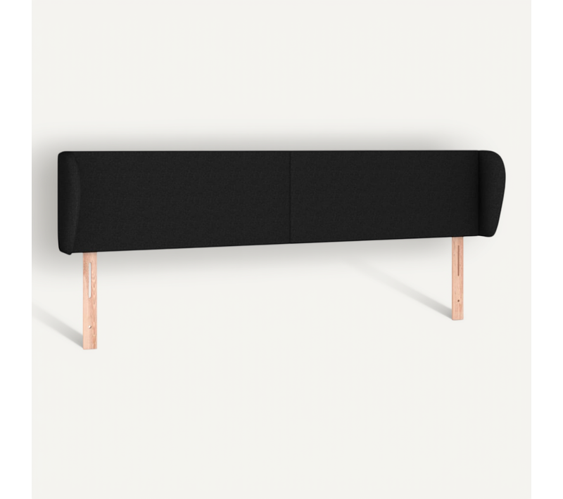 Tête De Lit Avec Oreilles Noir 183x23x78/88 Cm Tissu