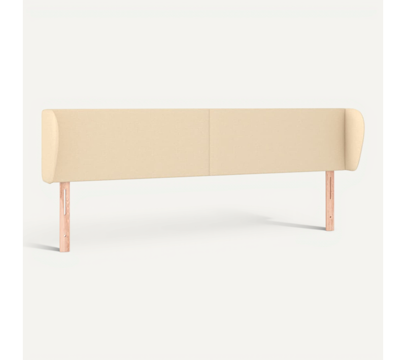 Tête De Lit Avec Oreilles Crème 203x23x78/88 Cm Tissu