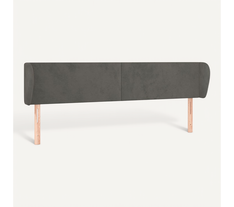 Tête De Lit Avec Oreilles Gris Foncé 163x23x78/88 Cm Velours