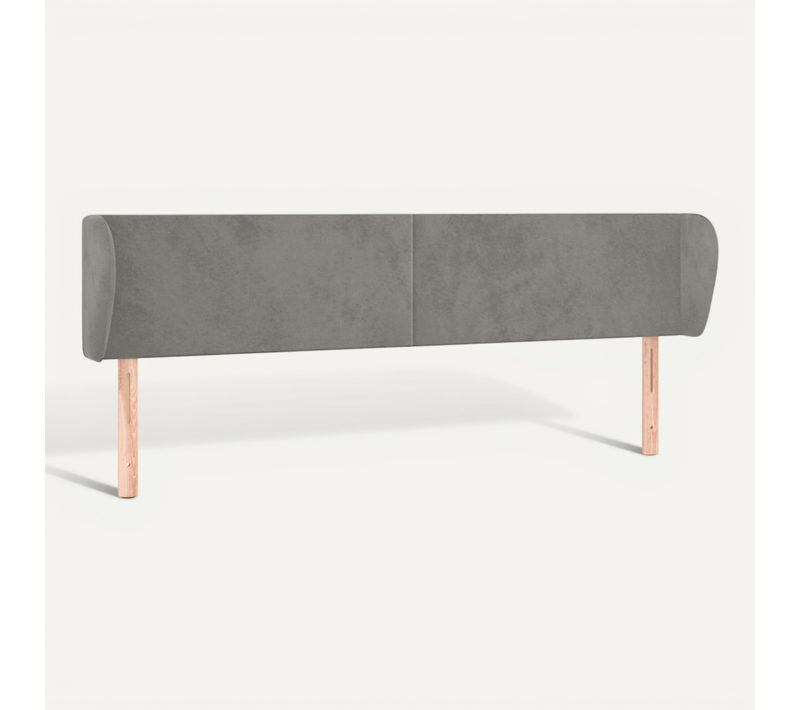 Tête De Lit Avec Oreilles Gris Clair 183x23x78/88 Cm Velours