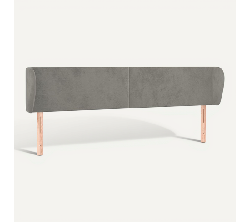 Tête De Lit Avec Oreilles Gris Clair 203x23x78/88 Cm Velours