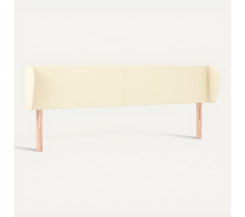 Tête De Lit Avec Oreilles Crème 203x23x78/88 Cm Simili