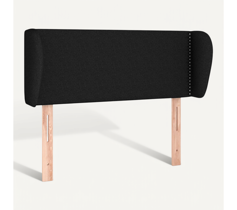 Tête De Lit Avec Oreilles Noir 103x23x78/88 Cm Tissu