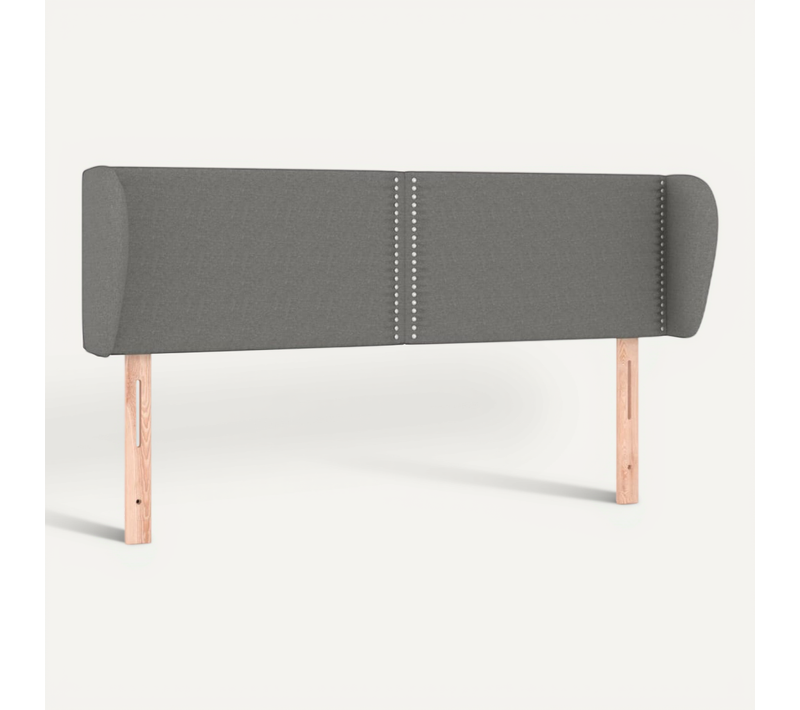 Tête De Lit Avec Oreilles Gris Foncé 147x23x78/88 Cm Tissu