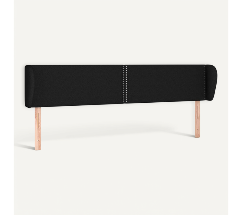 Tête De Lit Avec Oreilles Noir 183x23x78/88 Cm Tissu
