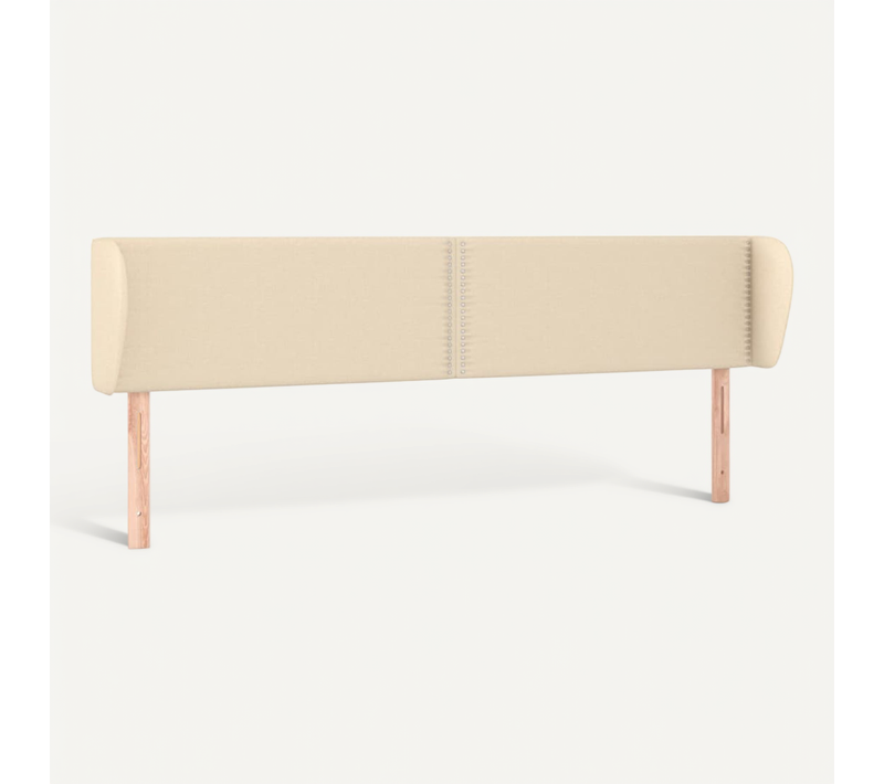 Tête De Lit Avec Oreilles Crème 183x23x78/88 Cm Tissu