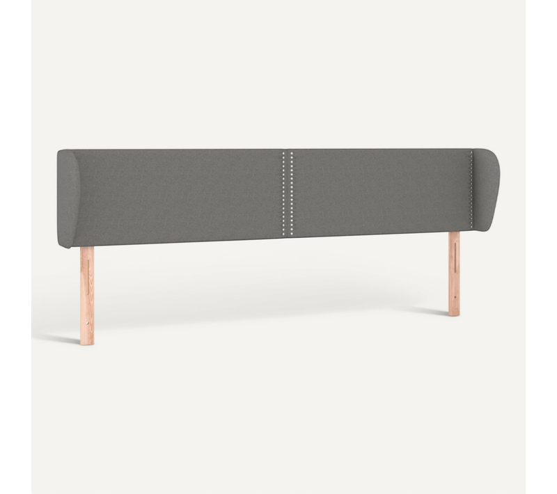 Tête De Lit Avec Oreilles Gris Foncé 203x23x78/88 Cm Tissu