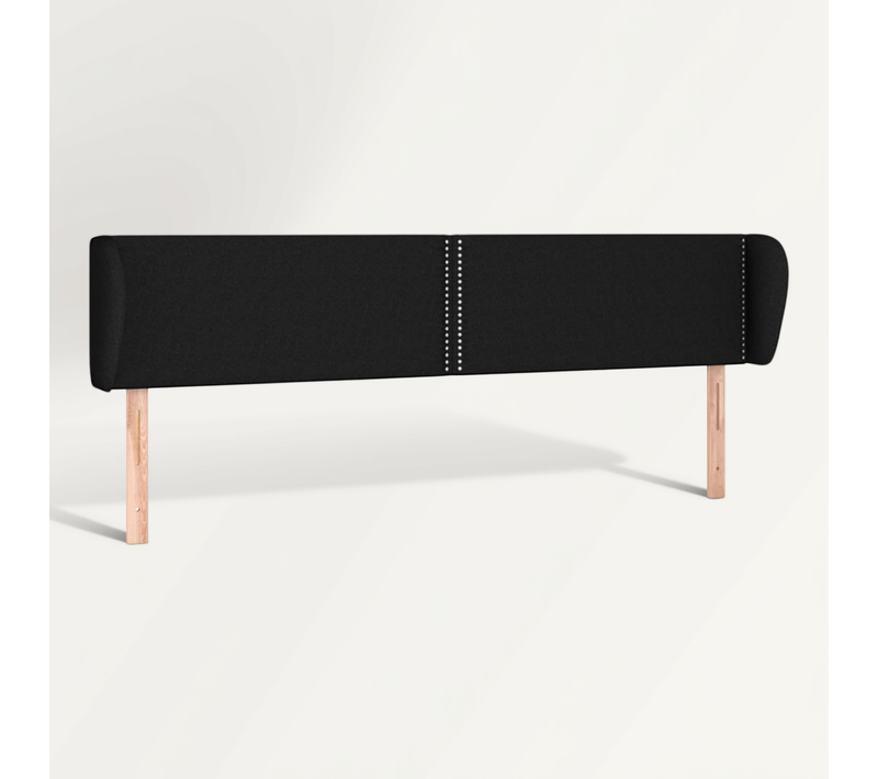 Tête De Lit Avec Oreilles Noir 203x23x78/88 Cm Tissu