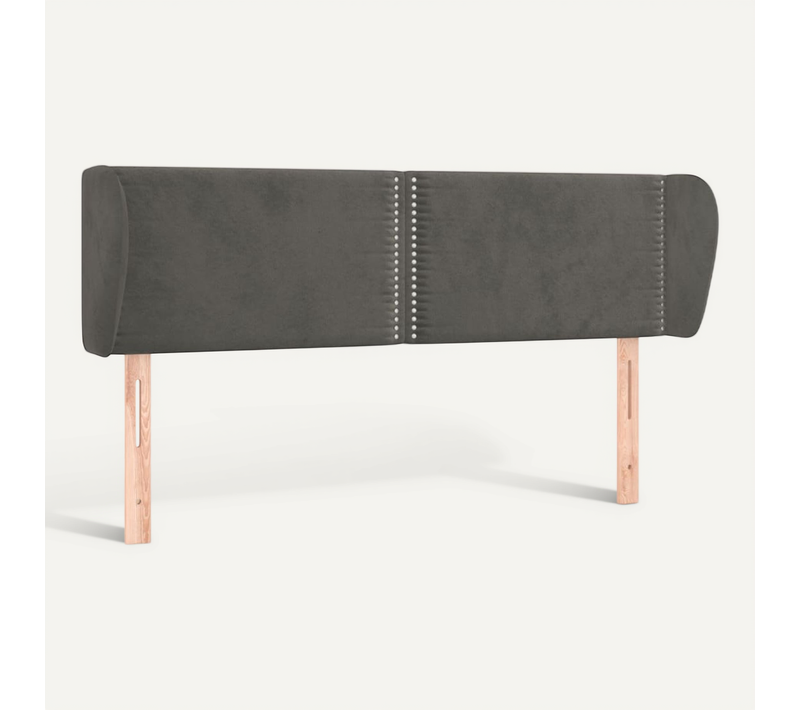Tête De Lit Avec Oreilles Gris Foncé 147x23x78/88 Cm Velours