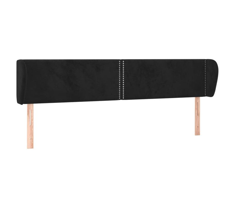 Tête De Lit Avec Oreilles Noir 183x23x78/88 Cm Velours