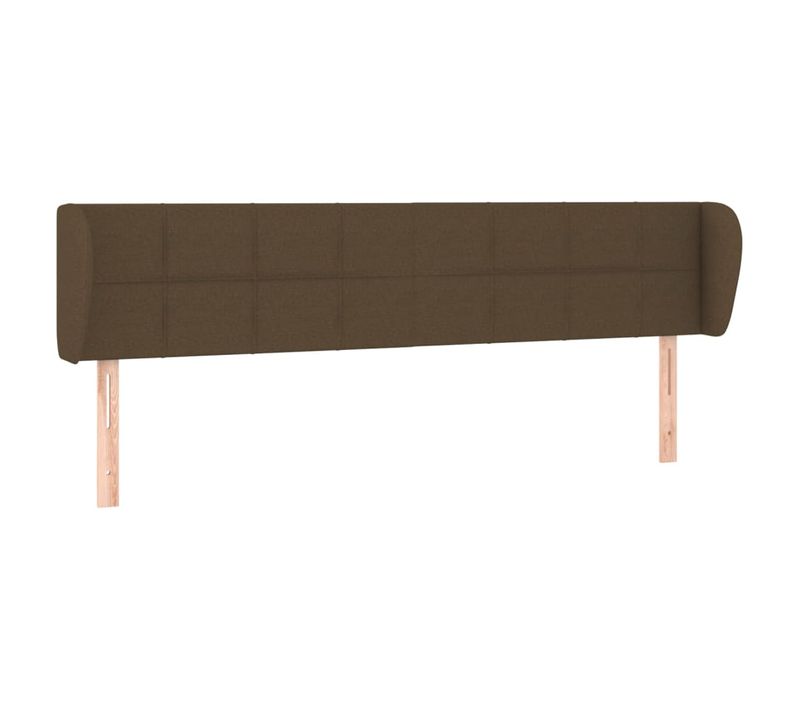 Tête De Lit Avec Oreilles Marron Foncé 163x23x78/88 Cm Tissu
