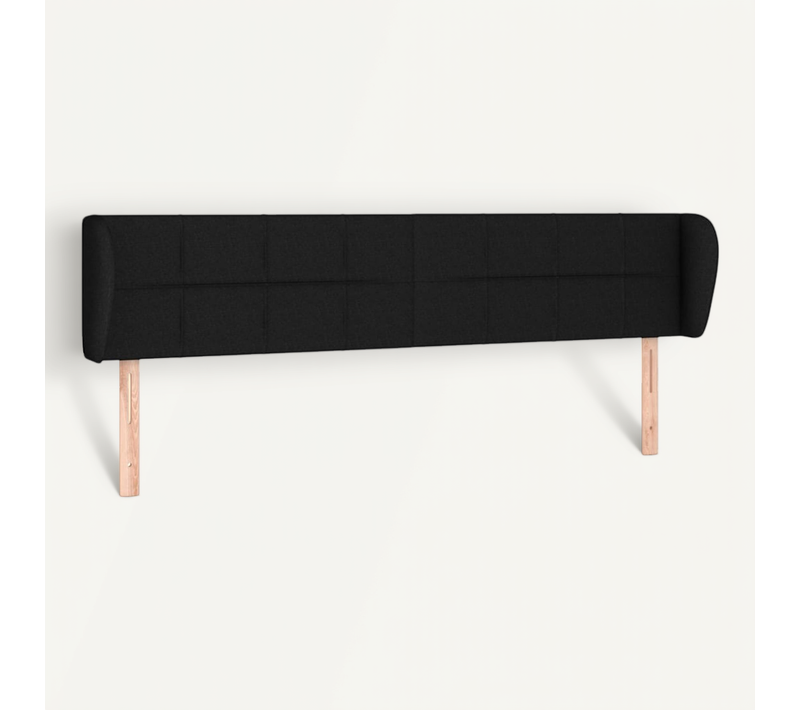 Tête De Lit Avec Oreilles Noir 183x23x78/88 Cm Tissu