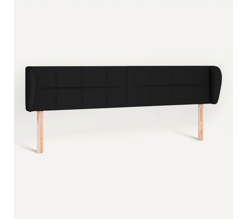 Tête De Lit Avec Oreilles Noir 203x23x78/88 Cm Tissu